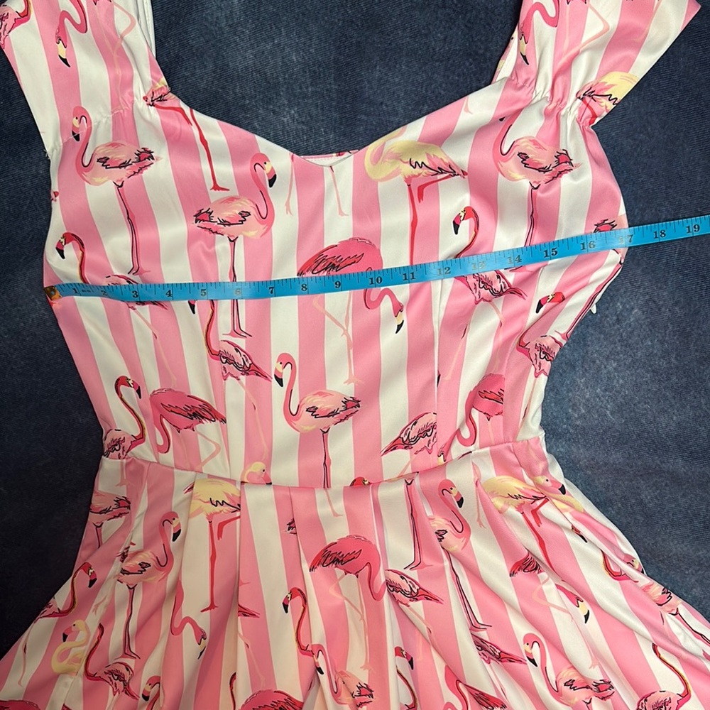 LINDY BOP Nadia Pink Flamingo Print Dress US 6 Rockabilly Retro Vibes - Picture 5 of 10